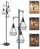 EDISHINE Stehlampe Wohnzimmer 166cm, 3-flammige Stehleuchte Dimmbar, LED wechselbar, Warmweiß, 3 Käfig Lampenschirm aus Metall Bild 4