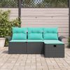 vidaXL Gartensofa-set mit Kissen 4 pcs Schwarz und Türkis Poly-Rattan 3358855 Bild 3