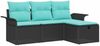 vidaXL Gartensofa-set mit Kissen 4 pcs Schwarz und Türkis Poly-Rattan 3358855 Bild 2