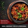 Dutch Oven 12 l ohne Füße aus Gusseisen – vorgebrannt mit Deckelheber & Edelstahl-Untersetzer inkl. Rezeptbuch für Grill Outdoor & Küche Bild 5