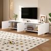 TV-Schrank Lowboard Bogenrelief 4 Türen Metallfüße Wohnzimmer Stauraum Bild 3