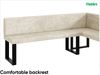MEBLINI Eckbank für Esszimmer mit ausziehbarem Tisch - Küchenbank - Essecke - Sitzecke Küche - TONI - U-Beine 142x196x87cm Rechts - Creme Samt/B Weiß Matt Bild 5