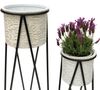 DanDiBo Blumenhocker mit Topf Metall Schwarz Weiß 2er Set Blumenständer 96043 Blumensäule Modern Pflanzenständer Pflanzenhocker Bild 5