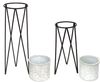 DanDiBo Blumenhocker mit Topf Metall Schwarz Weiß 2er Set Blumenständer 96043 Blumensäule Modern Pflanzenständer Pflanzenhocker Bild 4