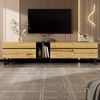 TV-Lowboard 180 x 38 x 45 cm aus Spanplatte in Holzoptik, mit Klappfach und Türen Bild 3