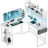 Furnicopia Eckschreibtisch 140 * 120cm Schreibtisch mit LED und USB L-förmiger Computertisch (Mit großem Ablagefach, USB-Ladeanschluss und Steckdose) Bild 4