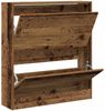 Schuhschrank, Schuhkipper für Flur, skandinavisch mit Regal Altholz 80 x 21 x 87,5 cm Holzwerkstoff Bild 5