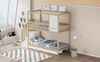 Etagenbett aus Massivholz mit Leiter-Schubladen & Hausdesign, 90x200 cm, Naturholz, ohne Matratze Bild 4