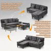 Flieks Chenille-Ecksofa, Modulares L- Sofa mit beweglicher Fußbank, 3-Sitzer mit Schlaffunktion, modernes Wohnzimmersofa, 195 × 149 × 86 cm, Grau Bild 5