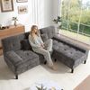 Flieks Chenille-Ecksofa, Modulares L- Sofa mit beweglicher Fußbank, 3-Sitzer mit Schlaffunktion, modernes Wohnzimmersofa, 195 × 149 × 86 cm, Grau Bild 2
