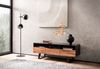 Lowboard Akazie Massivholz 140 x 50 x 40 cm Baumkante TV-Kommode Schwarz, Design TV-Schrank Hoch mit Schublade, Fernsehtisch Fernsehschrank Modern mit Türen, Fernsehkommode Wohnzimmer Bild 3