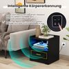 Nachttisch mit LED Licht USB-Anschluss und Typ-C-Ladestation Nachtschrank mit Bewegungssensor Schwarz Bild 4