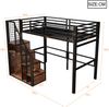 Hochbett 90×200 cm aus Metall mit Treppe und Stauraum, schwarz Bild 4