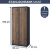 Umkleideschrank Spind JULIA - 4 Abteile mit Lüftungsschlitze | Umkleidespind Metall Schließfachschrank Garderobenspind, 185x80x45cm Anthrazit-Nussbaum Bild 2