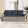 vidaXL Garten-Sofa-Set mit Kissen mit Speicher 3 pcs Grau Poly Rattan 3353894 Bild 3