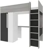 Vente-unique - NICOLAS Bett Holz, Platte GrauWeiß - B 110 cm x H 183,1 cm x L 205,2 cm Bild 3