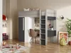 Vente-unique - NICOLAS Bett Holz, Platte GrauWeiß - B 110 cm x H 183,1 cm x L 205,2 cm Bild 1