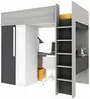 Vente-unique - NICOLAS Bett Holz, Platte GrauWeiß - B 110 cm x H 183,1 cm x L 205,2 cm Bild 4