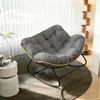 TWSOUL Schaukelsessel mit gepolstertem Kissen, Rattanstuhl Stahlrahmen Loungesessel, B93cm x T59cm x H76cm Bis 170kg Balkon Garten Wohnzimmer Schlafzimmer Bild 5
