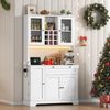 Buffetschrank 105 x 40 x 180 cm, MDF in Weiß, mit LED-Beleuchtung, Steckdose, 5 Türen und Schublade Bild 2