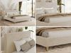 Design Polsterbett LUMARO CLASSIC 140 x 200 cm mit Lattenrost & 12cm hohen Füßen, Doppelbett mit Kopfteil, Konfigurierbar, Pocket Matratze - Creme Plüsch - VIRE LUX Bild 2