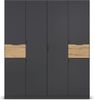 rauch Kleiderschrank, Drehtürenschrank TICAO, 6-türig, 2 Schubkästen, inkl. Türdämpferset, Grau metallic, 181 x 210 x 54 cm Bild 2