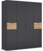 rauch Kleiderschrank, Drehtürenschrank TICAO, 6-türig, 2 Schubkästen, inkl. Türdämpferset, Grau metallic, 181 x 210 x 54 cm Bild 3