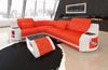 Ecksofa Genua L Form - Echtleder - orange-weiß - Links Bild 3