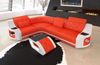 Ecksofa Genua L Form - Echtleder - orange-weiß - Links Bild 2