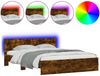 vidaXL Bettgestell mit Kopfteil und LED-Beleuchtung Räuchereiche 3207599 Bild 2