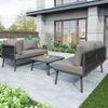 Merax Garten-Lounge-Set aus Eisen, Gartenmöbel-Set aus grauem Seil, L-förmiges Gartenmöbel-Set, Lounge-Set aus grauem Seil mit Sitzkissen Bild 3