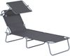 Sonnenliege klappbar mit Sonnendach, 187x58x36 cm, Grau Bild 4