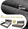 Merax Hydraulisches Polsterbett 180x200cm mit Becherhalter, Stauraumbett Doppelbett mit USB & Type C, Jugendbett mit Lattenrost, Leinen, Grau Bild 5