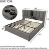Merax Hydraulisches Polsterbett 180x200cm mit Becherhalter, Stauraumbett Doppelbett mit USB & Type C, Jugendbett mit Lattenrost, Leinen, Grau Bild 4