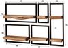 Wandregal Bordna Akazie massiv, Industrial Design mit Metallrahmen, Natur, 5er-Set, 6 Ablagen Bild 4