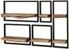 Wandregal Bordna Akazie massiv, Industrial Design mit Metallrahmen, Natur, 5er-Set, 6 Ablagen Bild 1