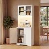 Bealife Buffet Küchenschrank mit Arbeitsplatte und 2 Schranktüren (Mit LED-Licht (farblich einstellbar) & Steckdose) Bild 3