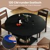 120 cm Runder Esstisch für 4-6 Personen mit 2-lagigem Ablagefach & Metallgestell Küchentisch Schwarz Bild 3