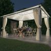 vidaXL Pavillon mit Vorhängen & LED-Lichterkette 400x300 cm Creme Alu 3070335 Bild 2