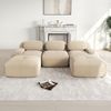 Flieks Modulares Cord Sofa 3-Sitzer mit 2x Hocker, Cloud Sofa rahmenlos, bodennah mit tiefer Sitzfläche, auch als Schlafsofa nutzbar, Beige Bild 2