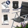 CASARIA® Alu Gartenstühle 4er Set Gepolstert 8-Fach Verstellbar Silber Bild 3