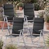 CASARIA® Alu Gartenstühle 4er Set Gepolstert 8-Fach Verstellbar Silber Bild 2