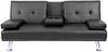 3er-Sofa HWC-F60, Couch Schlafsofa Gästebett, Tassenhalter verstellbar 97x166cm ~ Kunstleder, schwarz Bild 3