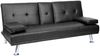 3er-Sofa HWC-F60, Couch Schlafsofa Gästebett, Tassenhalter verstellbar 97x166cm ~ Kunstleder, schwarz Bild 4