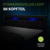 Juskys Boxspringbett Leona 180x200 cm - Bett mit LED Beleuchtung, Topper & H4 Federkern Matratzen - Einzelbett Schwarz mit Samt und Steppung Bild 4