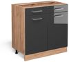Küchenunterschrank R-Line Anthrazit Hochglanz 80 cm ohne Arbeitsplatte Vicco Bild 5