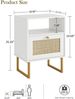 HEYZOEY Rattan Nachttisch mit Schublade und Regal, Gold Frame Beistelltisch Bild 2