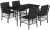 vidaXL 5-tlg. Garten-Essgruppe mit Kissen Schwarz Poly Rattan 3212099 Bild 2