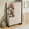 Merax 186cm Kompaktgarderoben, Flurgarderobe, Dielenschrank Wandschrank Regal Diele & Flur Kleiderschrank mit gepolsterten Paneelen Schuhschrank, Graubeige Bild 3
