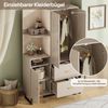 Merax 186cm Kompaktgarderoben, Flurgarderobe, Dielenschrank Wandschrank Regal Diele & Flur Kleiderschrank mit gepolsterten Paneelen Schuhschrank, Graubeige Bild 5